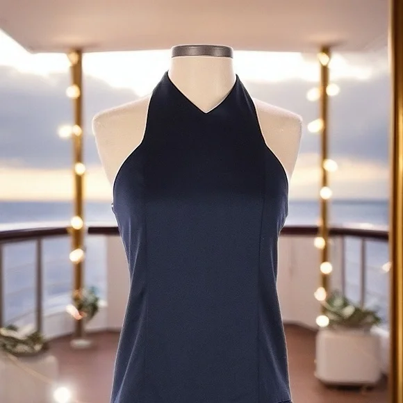 LINE & DOT navy high neck, drop waist dress, women’s size XS - Picture 5 of 7